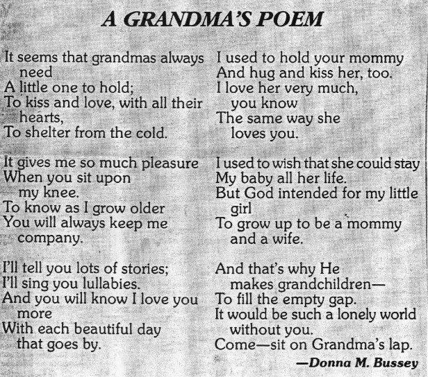 scan of Grandma's Poem by Donna M. Bussey